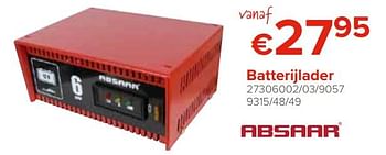 Promoties Absaar batterijlader - Absaar - Geldig van 28/09/2018 tot 21/10/2018 bij Euro Shop