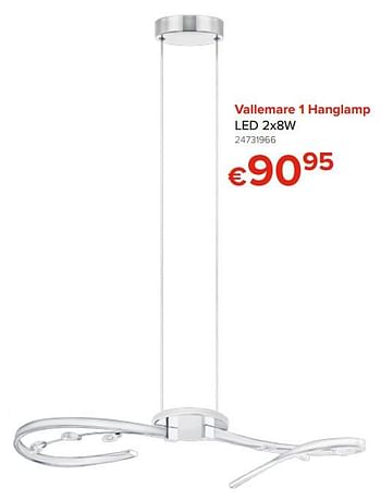Promoties Eglo vallemare 1 hanglamp led - Eglo - Geldig van 28/09/2018 tot 21/10/2018 bij Euro Shop