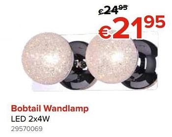 Promoties Euro light bobtail wandlamp led 2x4w - Euro Light - Geldig van 28/09/2018 tot 21/10/2018 bij Euro Shop