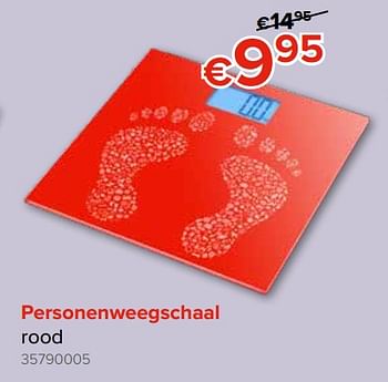 Promoties Personenweegschaal rood - Huismerk - Euroshop - Geldig van 28/09/2018 tot 21/10/2018 bij Euro Shop