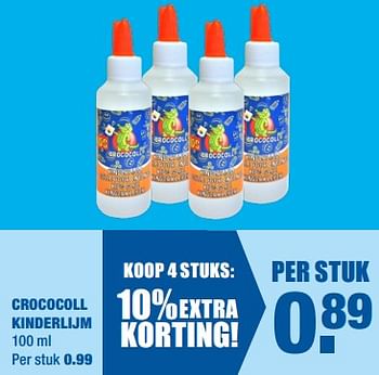 Promoties Crococoll kinderlijm - Huismerk - Big Bazar - Geldig van 24/09/2018 tot 07/10/2018 bij Big Bazar