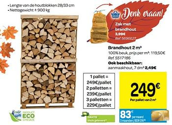 Promoties Brandhout 2 m³ - Huismerk - Carrefour  - Geldig van 26/09/2018 tot 08/10/2018 bij Carrefour