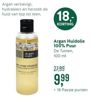 Promoties Argan huidolie 100% puur de tuinen - De Tuinen - Geldig van 24/09/2018 tot 21/10/2018 bij Holland & Barret