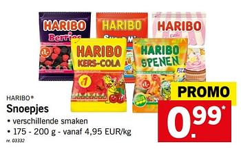 Promoties Snoepjes - Haribo - Geldig van 01/10/2018 tot 06/10/2018 bij Lidl