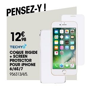 Promoties Coque rigide + screen protector pour iphone 6-6s-7 - Techyo - Geldig van 27/09/2018 tot 17/10/2018 bij Electro Depot