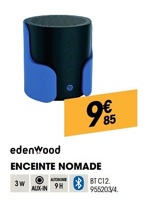 Promotions Edenwood enceinte nomade bt c12 - Edenwood  - Valide de 27/09/2018 à 17/10/2018 chez Electro Depot
