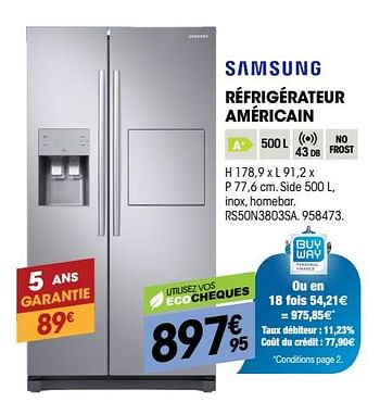 Promotions Samsung réfrigérateur américain rs50n3803sa - Samsung - Valide de 27/09/2018 à 17/10/2018 chez Electro Depot