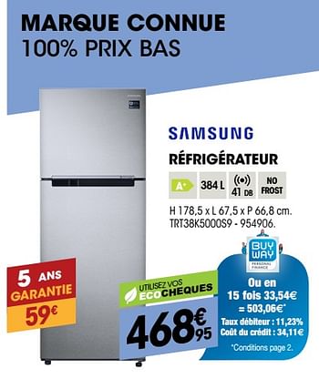 Promotions Samsung réfrigérateur trt38k5000s9 - Samsung - Valide de 27/09/2018 à 17/10/2018 chez Electro Depot