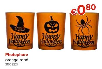 Promotions Photophore orange rond - Happy Halloween - Valide de 28/09/2018 à 21/10/2018 chez Euro Shop
