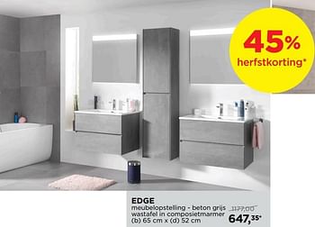 Promoties Edge meubelopstelling - beton grijs wastafel in composietmarme - Storke - Geldig van 01/10/2018 tot 28/10/2018 bij X2O