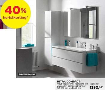 Promoties Mitra compact meubelopstelling - glanzend wit wastafel in composietmarmer - Balmani - Geldig van 01/10/2018 tot 28/10/2018 bij X2O