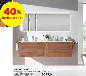 Promoties Mitra teak meubelopstelling - massieve teak wastafel in solid surface - Balmani - Geldig van 01/10/2018 tot 28/10/2018 bij X2O