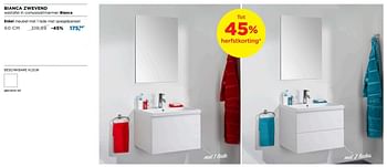 Promoties Bianca zwevend enkel meubel met 1 lade met spiegelpaneel - Linie - Geldig van 01/10/2018 tot 28/10/2018 bij X2O