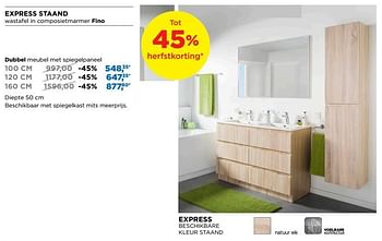 Promoties Express staand dubbel meubel met spiegelpaneel - Linie - Geldig van 01/10/2018 tot 28/10/2018 bij X2O