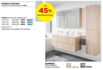 Promoties Express zwevend dubbel meubel met spiegelpaneel - Linie - Geldig van 01/10/2018 tot 28/10/2018 bij X2O
