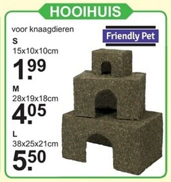 Promoties Hooihuis voor knaagdieren - Friendly pet - Geldig van 24/09/2018 tot 13/10/2018 bij Van Cranenbroek