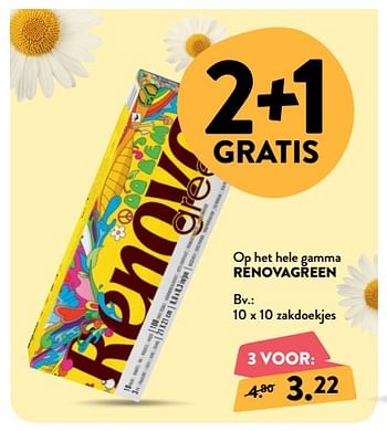 Promoties Renovagreen 10 x 10 zakdoekjes - Renova - Geldig van 26/09/2018 tot 23/10/2018 bij DI