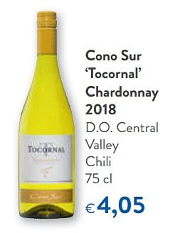 Promoties Cono sur tocornal chardonnay 2018 d.o. central valley chili - Witte wijnen - Geldig van 26/09/2018 tot 09/10/2018 bij OKay