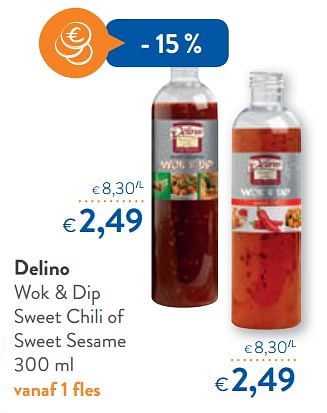 Promoties Delino wok + dip sweet chili of sweet sesame - Delino - Geldig van 26/09/2018 tot 09/10/2018 bij OKay