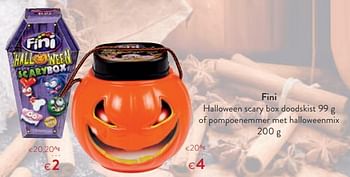 Promoties Fini halloween scary box doodskist of pompoenemmer met halloweenmix - Fini  - Geldig van 26/09/2018 tot 09/10/2018 bij OKay