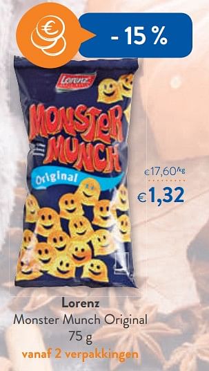 Promoties Lorenz monster munch original - lorenz - Geldig van 26/09/2018 tot 09/10/2018 bij OKay