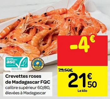 Promotions Crevettes roses de madagascar fqc - Produit maison - Carrefour  - Valide de 26/09/2018 à 01/10/2018 chez Carrefour
