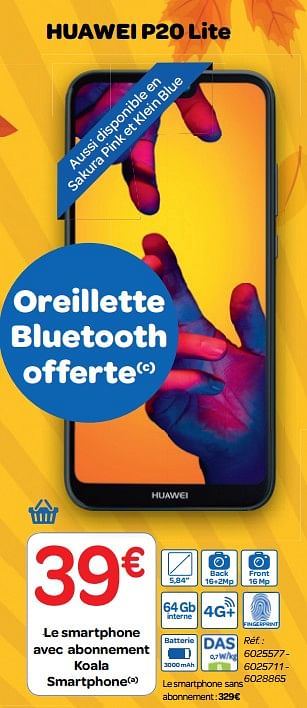 Promotions Huawei p20 lite - Huawei - Valide de 26/09/2018 à 08/10/2018 chez Carrefour