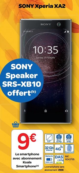Promotions Sony xperia xa2 - Sony - Valide de 26/09/2018 à 08/10/2018 chez Carrefour