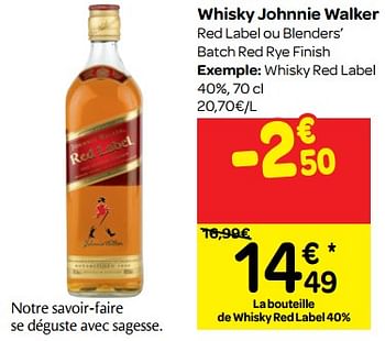 Promoties Whisky johnnie walker - Johnnie Walker - Geldig van 26/09/2018 tot 01/10/2018 bij Carrefour