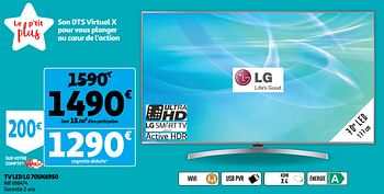Promoties Lg tv led lg 70uk6950 - LG - Geldig van 26/09/2018 tot 02/10/2018 bij Auchan