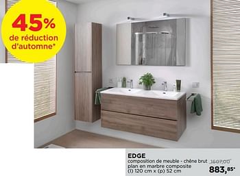Promotions Edge composition de meuble - chêne brut plan en marbre composite - Storke - Valide de 01/10/2018 à 28/10/2018 chez X2O