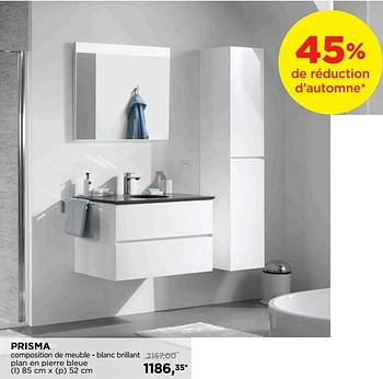 Promotions Prisma composition de meuble - blanc brillant plan en pierre bleue - Storke - Valide de 01/10/2018 à 28/10/2018 chez X2O