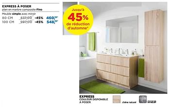 Promoties Express à poser meuble simple avec miroir - Linie - Geldig van 01/10/2018 tot 28/10/2018 bij X2O