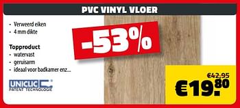 Promoties Pvc vinyl vloer - Uniclic - Geldig van 02/10/2018 tot 31/10/2018 bij Bouwcenter Frans Vlaeminck