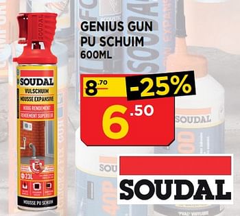 Promoties Genius gun pu schuim - Soudal - Geldig van 02/10/2018 tot 31/10/2018 bij Bouwcenter Frans Vlaeminck