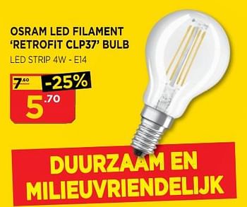 Promoties Osram led filament retrofit clp37 bulb - Osram - Geldig van 02/10/2018 tot 31/10/2018 bij Bouwcenter Frans Vlaeminck
