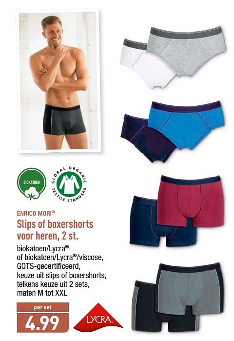 Enrico Mori Slips of boxershorts voor heren Promotie bij Aldi