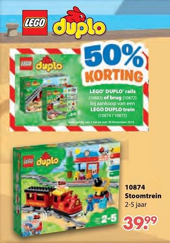 Promoties 10874 Stoomtrein - Lego - Geldig van 08/10/2018 tot 06/12/2018 bij Multi Bazar