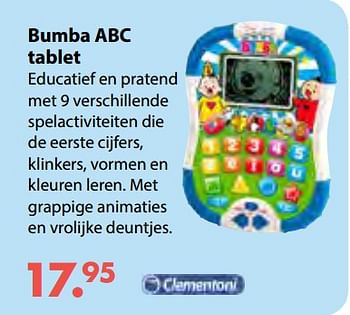 Promoties Bumba abc tablet - Clementoni - Geldig van 08/10/2018 tot 06/12/2018 bij Multi Bazar