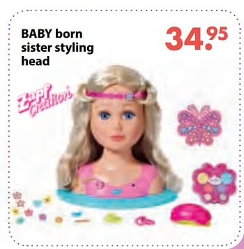 Promoties Baby born sister styling head - Zapf creation - Geldig van 08/10/2018 tot 06/12/2018 bij Multi Bazar