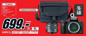 Canon Canon eos m50 + 15-45 mm + tas sb130 + sd 16gb camera - Promotie bij Media Markt