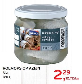 Promoties Rolmops op azijn - Huismerk - Alvo - Geldig van 10/10/2018 tot 23/10/2018 bij Alvo
