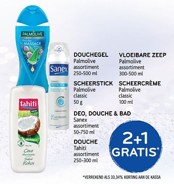 Promoties Douchegel - vloeibare zeep - scheerstick - scheercrème - deo, douche + bad -douche 2+1 gratis - Huismerk - Alvo - Geldig van 10/10/2018 tot 23/10/2018 bij Alvo