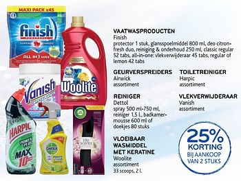 Promoties Vaatwasproducten - geurverspreiders - toiletreiniger -reiniger - vlekverwijderaar - vloeibaar wasmiddel met keratine 25% korting bij aankoop van 2 stu - Huismerk - Alvo - Geldig van 10/10/2018 tot 23/10/2018 bij Alvo