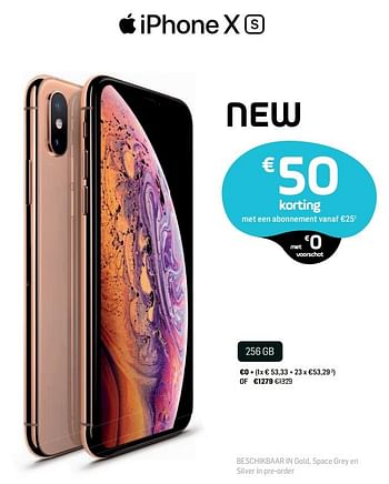 Promoties Apple iphone x s 256gb - Apple - Geldig van 30/09/2018 tot 17/10/2018 bij Base