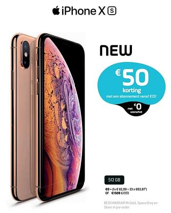 Promoties Apple iphone x s 512gb - Apple - Geldig van 30/09/2018 tot 17/10/2018 bij Base