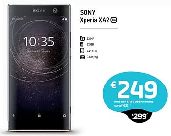 Promoties Sony xperia xa2 4g - Sony - Geldig van 30/09/2018 tot 17/10/2018 bij Base