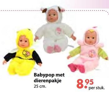 Promoties Babypop met dierenpakje - Huismerk - Multi Bazar - Geldig van 08/10/2018 tot 06/12/2018 bij Multi Bazar