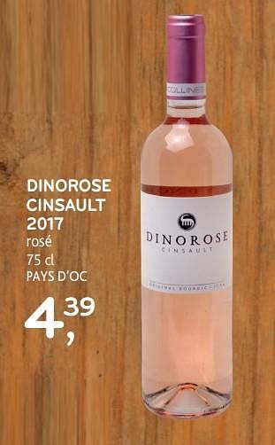 Promotions Dinorose cinsault 2017 - Vins rosé - Valide de 10/10/2018 à 23/10/2018 chez Alvo