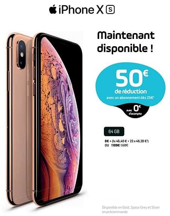 Promotions Apple iphone x s 64gb - Apple - Valide de 30/09/2018 à 17/10/2018 chez Base